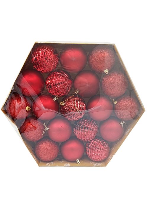 Set de 19 Esferas Rojas “Classic Mix” Rojo