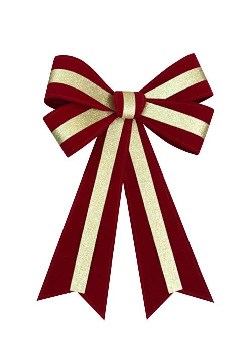 Moño Navideño rojo y dorado Rojo