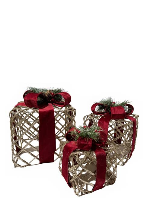 Regalos Decorativos Moño Rojo Dorado