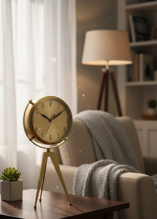 Reloj de Pie Trípode Dorado Neutro