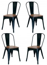 Set Silla Tolix Negra Madera  x4 Tono negro