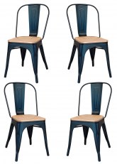 Set Silla Tolix Negra Madera  x4 Madera Clara