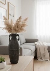 Jarrón de cerámica gris oscuro Ash II