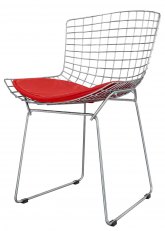 Silla Bertoia Cromada Tapizado Rojo