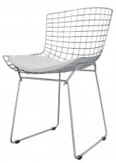 Silla Bertoia Cromada Tapizado Blanco