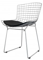 Silla Bertoia Cromada Tapizado Negro