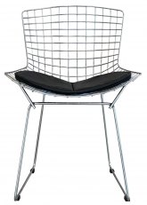 Silla Bertoia Cromada Tapizado Negro