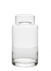 Jarrón de vidrio transparente cilíndrico 18 cm