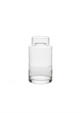 Jarrón de vidrio transparente cilíndrico 18 cm