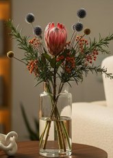 Jarrón de vidrio transparente cilíndrico 18 cm