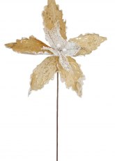 Flor Poinsettia Blanca y Oro