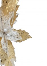 Flor Poinsettia Blanca y Oro