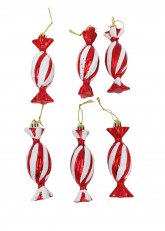 Set por 6 Caramelos con Rayas Blancas y Rojas