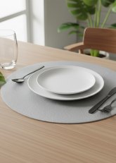 Individual circular doble Gris-Azul