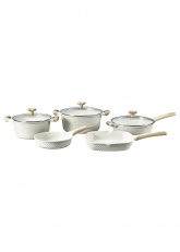 Set de bateria cocina 8 Piezas Blanco con Tapa