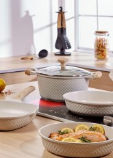 Set de bateria cocina 8 Piezas Blanco con Tapa