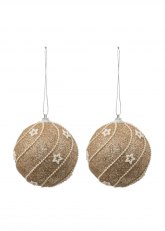 Set de 2 Esferas Navideñas Doradas con Estrellas