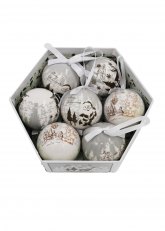 Caja de Esferas Navideñas Blanco & Dorado