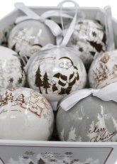 Caja de Esferas Navideñas Blanco & Dorado