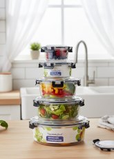 Set de 3 Recipientes herméticos de Vidrio redondos