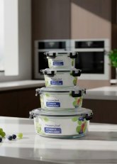 Set de 4 Recipientes herméticos redondos