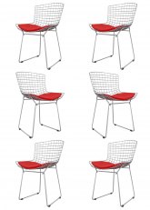 Bertoia Cromada x6 Tapizado Rojo