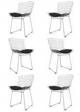 Bertoia Cromada x6 Tapizado Negro