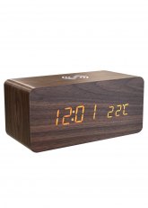 Reloj LED de madera con carga inalámbrica