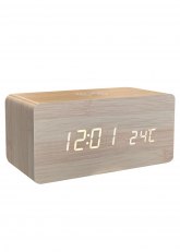 Reloj LED de madera con carga inalámbrica
