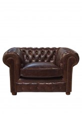 Sillon Chesterfield Cuero 1 Cuerpo Cuero Marron Oscuro