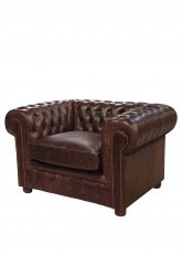 Sillon Chesterfield Cuero 1 Cuerpo Cuero Marron Oscuro