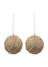 Set de 2 Esferas Navideñas Doradas con círculos