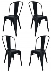 Set Sillas Tolix x4 Tono Negro Mate
