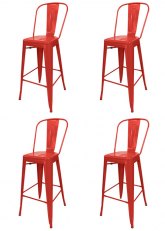 Set Taburete Alto Tolix R SP x4 Tono Rojo