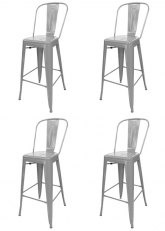 Set Taburete Alto Tolix R SP x4 Tono Gris Plata Perlado