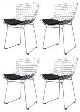 Bertoia Cromada x4 Tapizado Negro
