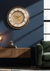 Reloj de Pared Engranajes Romanos Dorado