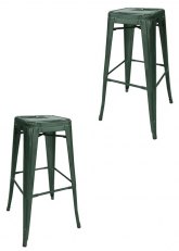 Set Taburete Alto Tolix x2 SP Tono Verde Oscuro