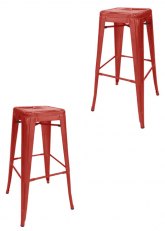 Set Taburete Alto Tolix x2 SP Tono Rojo
