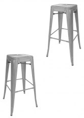 Set Taburete Alto Tolix x2 SP Tono Gris Plata Perlado