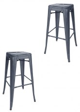 Set Taburete Alto Tolix x2 SP Tono Gris Azulado