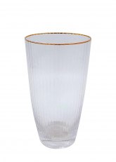 Vaso alto rayado borde dorado Vidrio