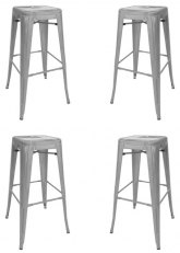 Set Taburete Alto Tolix SP x4 Tono Gris Plata Perlado