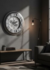 Reloj de Pared Engranajes Romanos Plateado