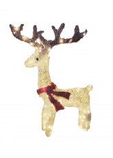 Ciervo Blanco con moño rojo y Led 105 cm