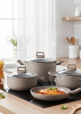 Set de bateria cocina 7 Piezas Beige