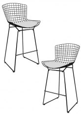 Set Taburete Bertoia Pintado x2 Tono Negro Mate