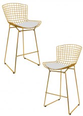 Set Taburete Bertoia Pintado x2 Tono Dorado