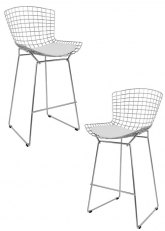 Set Taburete Bertoia Pintado x2 Tono Gris Plata Perlado