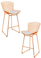 Set Taburete Bertoia Pintado x2 Tono Naranja 